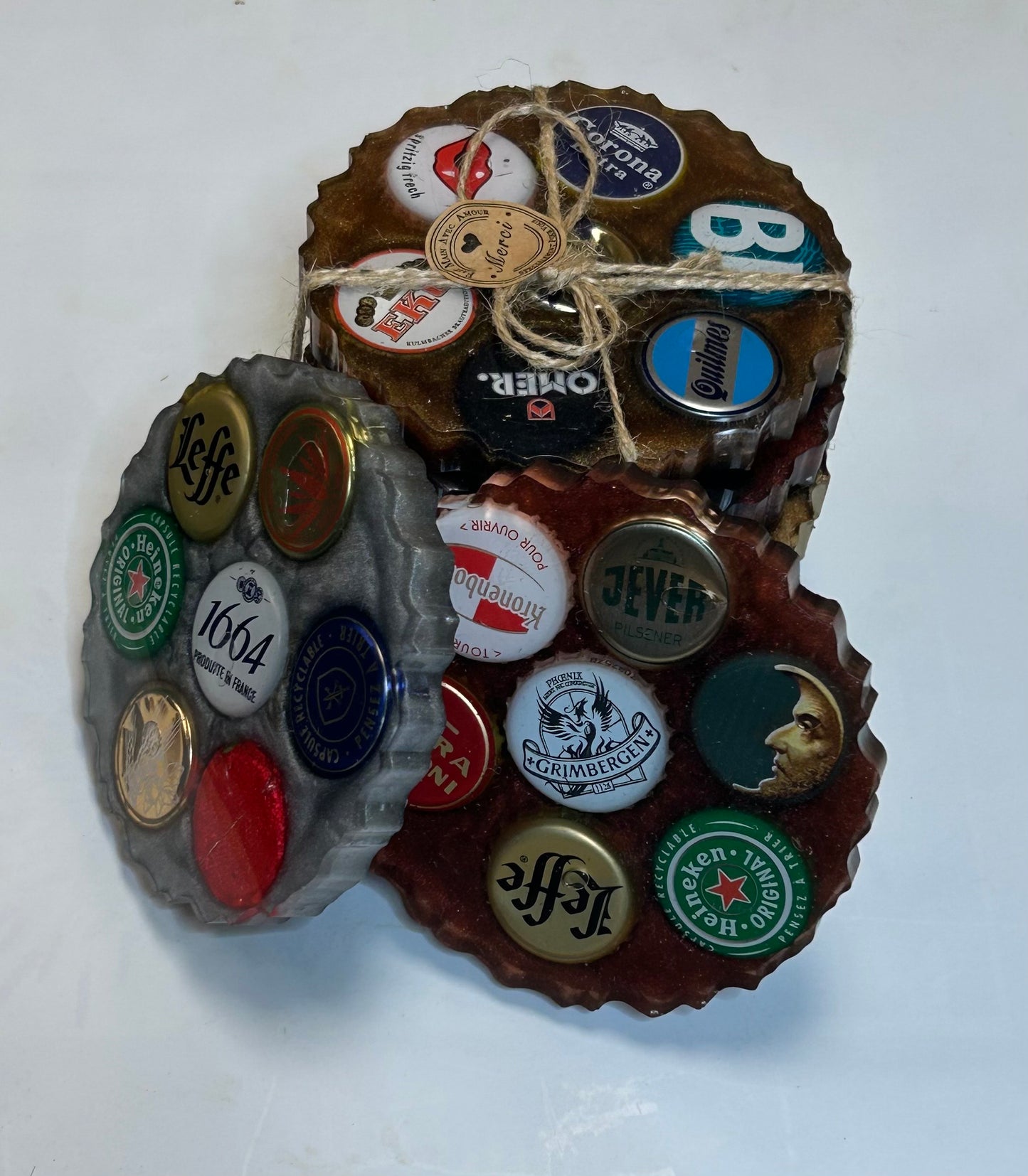 Lots de 6 sous de verre artisanaux
