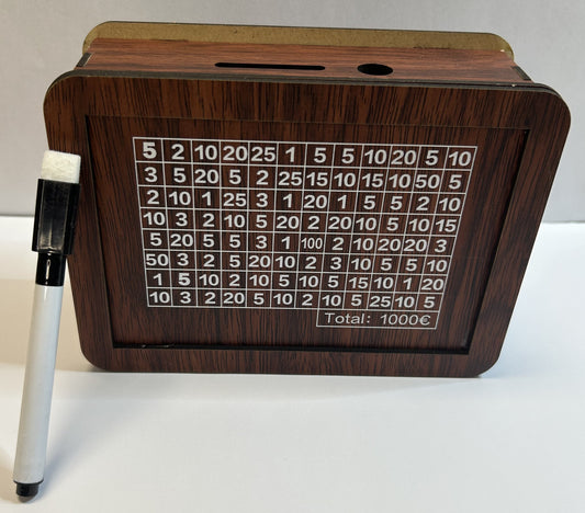 Boîte à monnaie réutilisable en bois avec compteur d'objectif d'épargne